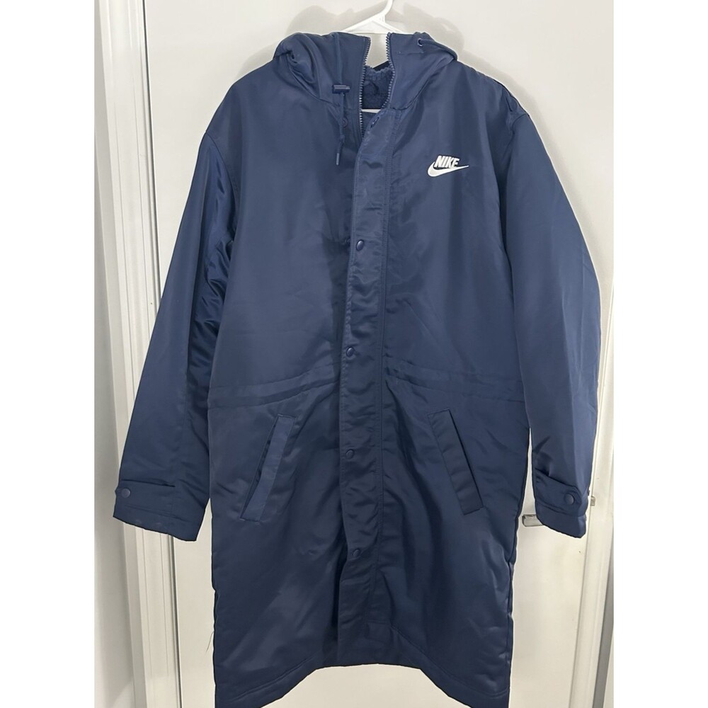 Men Nike Club Stadium Parka Long Hooded Jacket Coat Winter fleece lined small